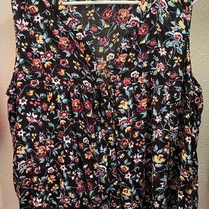 Floral Sleeveless Blouse - Black Multicolor
